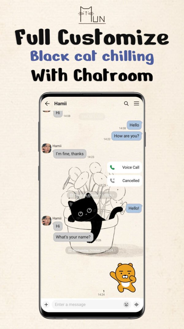 KakaoTalk Themes: Black cat chilling - Image 3