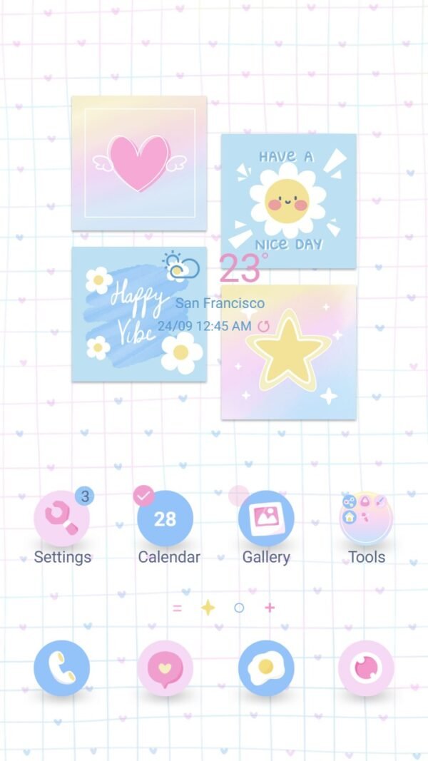 Samsung Themes: ❤️Mun❤️ Blue Mini Art ~❤️ Premium Theme lovely pastel blue wall decoration mini photos