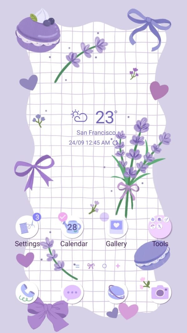 Samsung Themes: ❤️Mun❤️ Purple Sweets ~❤️ Premium Theme the sweetness of lavender and purple macarons