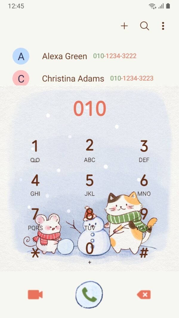 Samsung Themes: ❤️Mun❤️ Cat and Mouse ~❤️ Premium Theme cuteness of cat and mouse with snowman in winter - Image 3