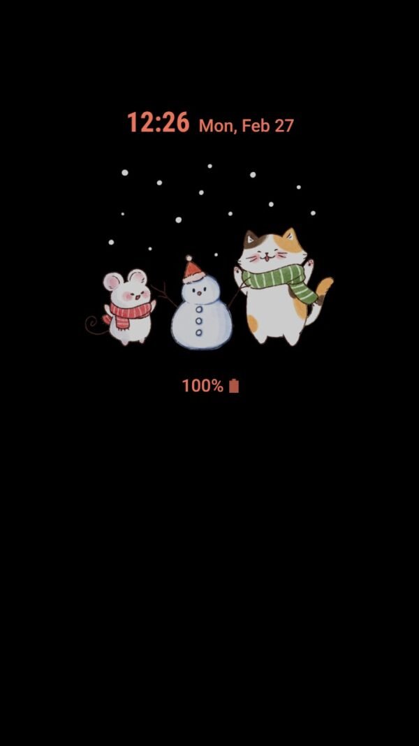 Samsung Themes: ❤️Mun❤️ Cat and Mouse ~❤️ Premium Theme cuteness of cat and mouse with snowman in winter - Image 7