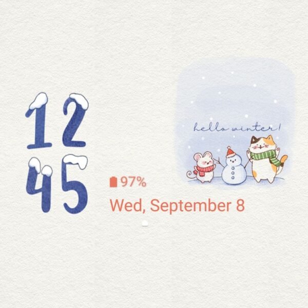 Samsung Themes: ❤️Mun❤️ Cat and Mouse ~❤️ Premium Theme cuteness of cat and mouse with snowman in winter - Image 8