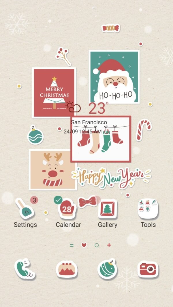 Samsung Themes: ❤️Mun❤️ Noel Card ~❤️ Premium Theme celebrate the season with Santa and Christmas trees