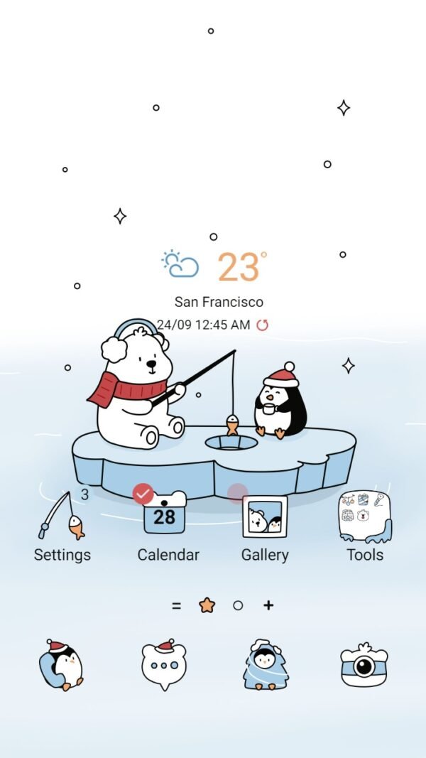 Samsung Themes: ❤️Mun❤️ Frosty Friends ~❤️ Premium Theme about skating buddies on winter ice.