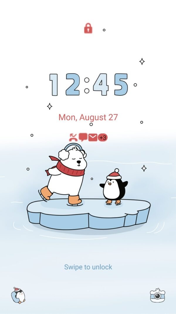 Samsung Themes: ❤️Mun❤️ Frosty Friends ~❤️ Premium Theme about skating buddies on winter ice. - Image 2