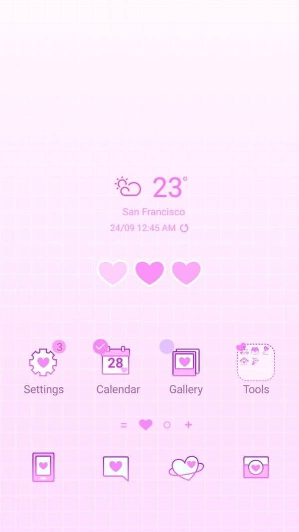 Samsung Themes: ❤️Mun❤️ Heart Glow ~❤️ Premium Theme soft pink hearts for a loving vibe