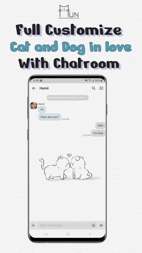 KakaoTalk Themes: Cat and Dog in love - Image 3