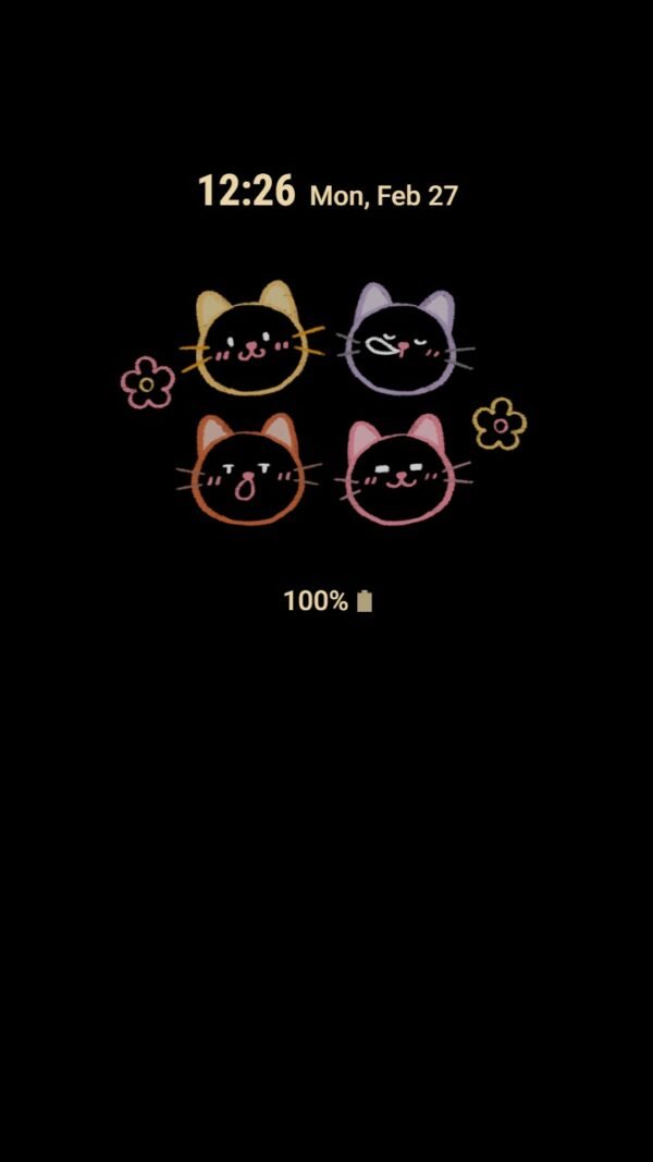 Samsung Themes: [Sim] Cat Line ~ Premium Theme simple wallpaper with lined cat icons - Image 7