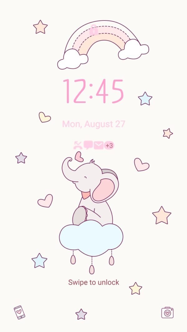 Samsung Themes: [Sim] Baby Elephant ~ Premium Theme about little elephant sitting on the cloud - Image 2
