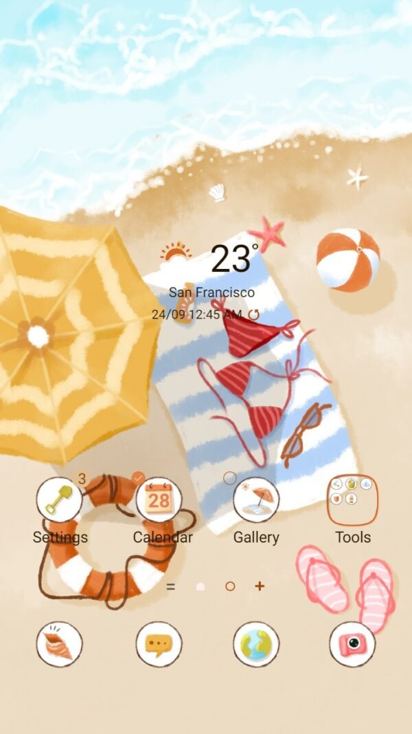 Samsung Themes: [Sim] Bikini on the beach ~ Premium Theme enjoy the coolness of summer at the beach
