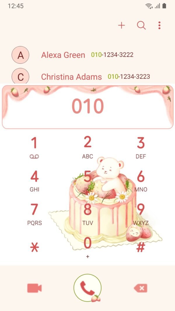 Samsung Themes: [Sim] Strawberry Bear Cake ~ Premium Theme the sweetness of a delicious cake - Image 3