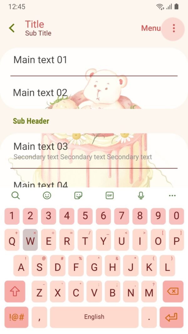 Samsung Themes: [Sim] Strawberry Bear Cake ~ Premium Theme the sweetness of a delicious cake - Image 6