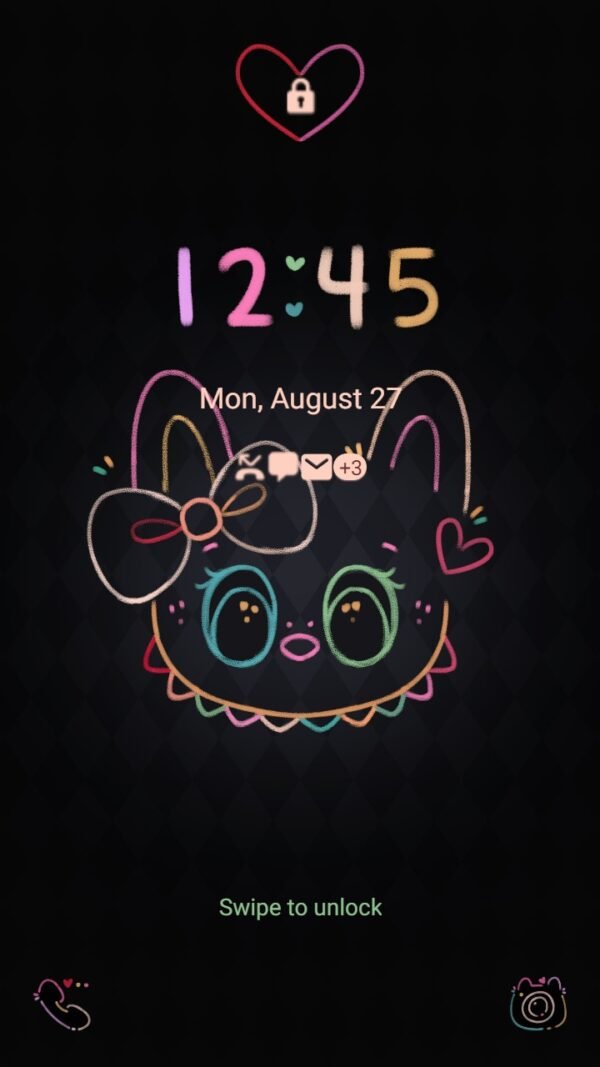Samsung Themes: [Sim] The Neon Monster ~ Premium Theme the cute monster exciting macaron vinyl face - Image 2