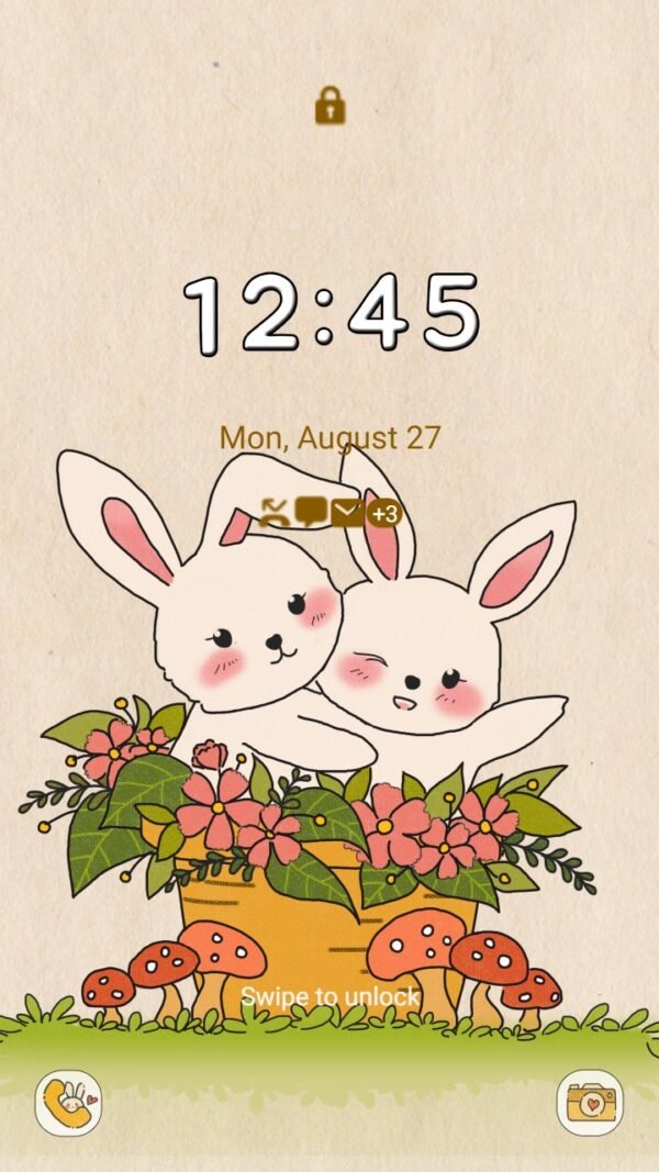 Samsung Themes: [Sim] Bunny Couple ~ Premium Theme the adorable bunnies joyfully playing together - Image 2