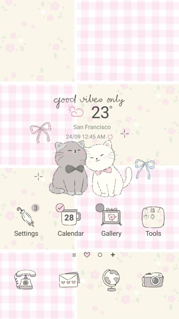 Samsung Themes: ❤️Mun❤️ Good Vibe Cats ~❤️ Premium Theme charming cats with 'good vibes only'