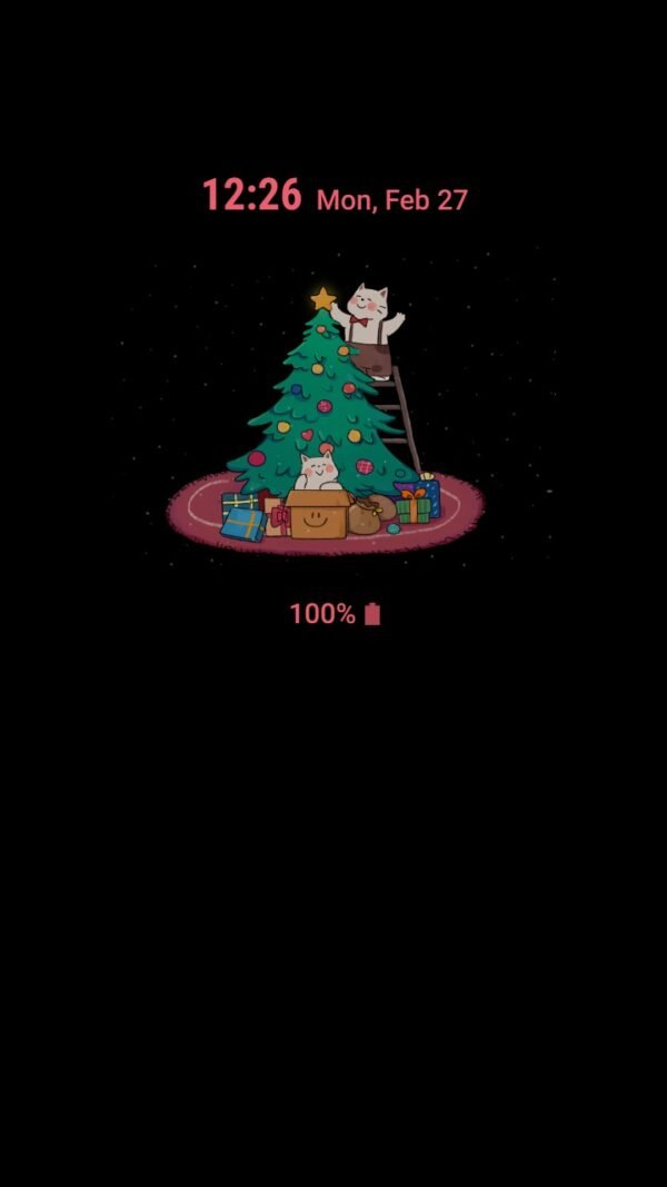 Samsung Themes: ❤️Mun❤️ Merry Catmas ~❤️ Premium Theme cats decorating a Christmas tree - Image 7