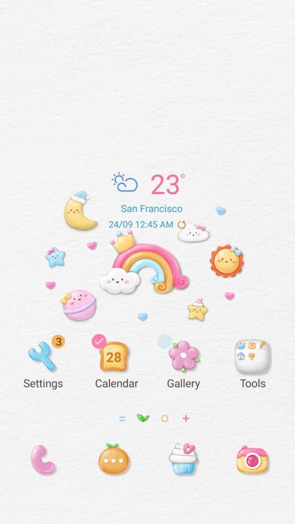 Samsung Themes: ❤️Mun❤️ Dreamy Skies ~❤️ Premium Theme adorable clouds and rainbows in pastel hues