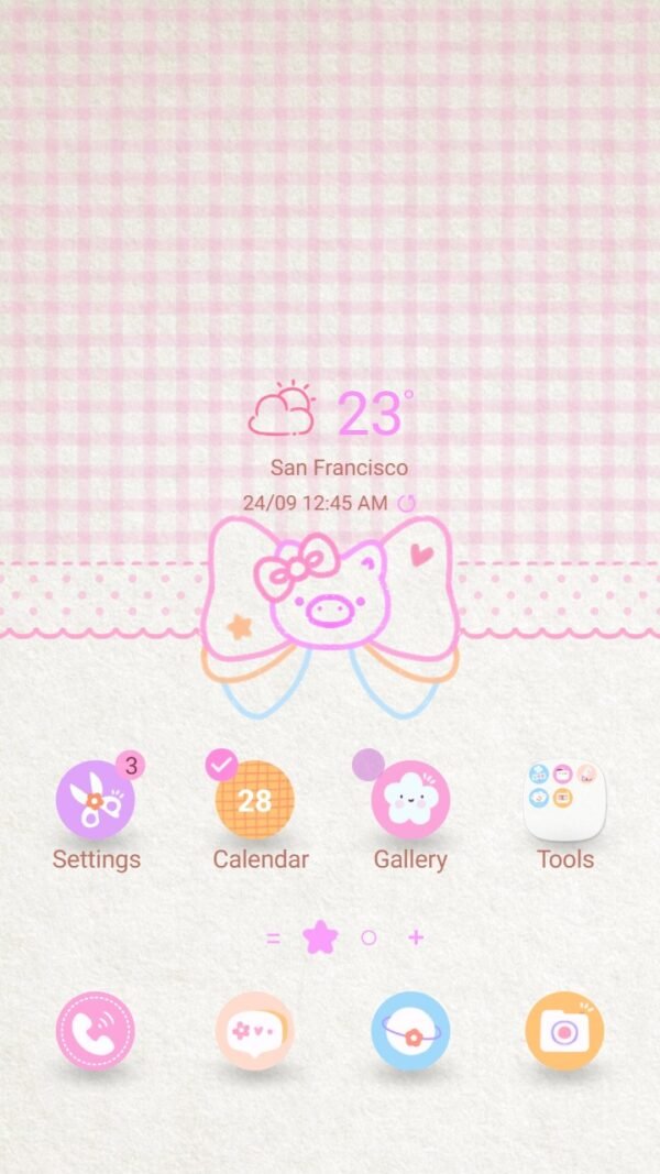 Samsung Themes: ❤️Mun❤️ Piggy Bow ~❤️ Premium Theme adorable pig with a pastel bow