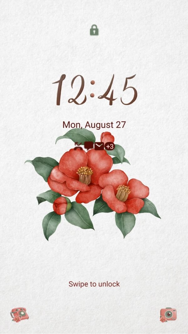 Samsung Themes: ❤️Mun❤️ Elegant Camellia ~❤️ Premium Theme with delicate red camellia branch - Image 2