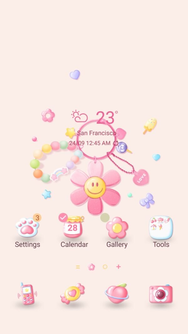 Samsung Themes: ❤️Mun❤️ Smiley Keychain ~❤️ Premium Theme bright and playful charm design