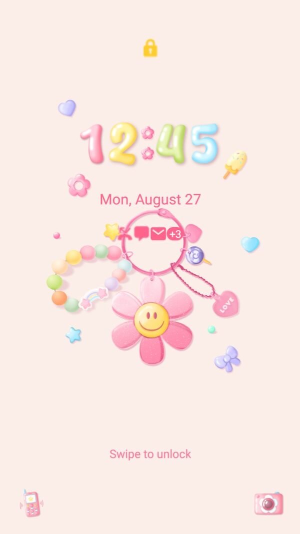 Samsung Themes: ❤️Mun❤️ Smiley Keychain ~❤️ Premium Theme bright and playful charm design - Image 2
