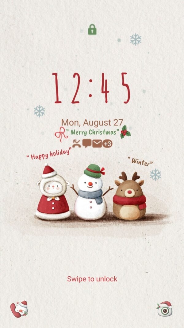 Samsung Themes: ❤️Mun❤️ Christmas Friends ~❤️ Premium Theme adorable snowman, reindeer, and Santa - Image 2