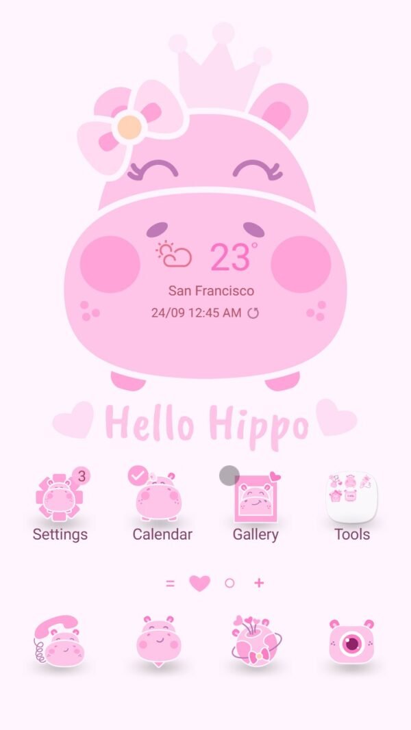 Samsung Themes: ❤️Mun❤️ Hippo Cutie ~❤️ Premium Theme bring smiles with this cute hippo
