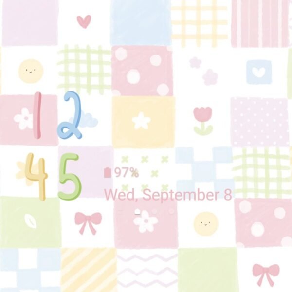 Samsung Themes: ❤️Mun❤️ Patchwork Pastels ~❤️ Premium Theme soft pastel patchwork pattern with playful icons for a cheerful - Image 8