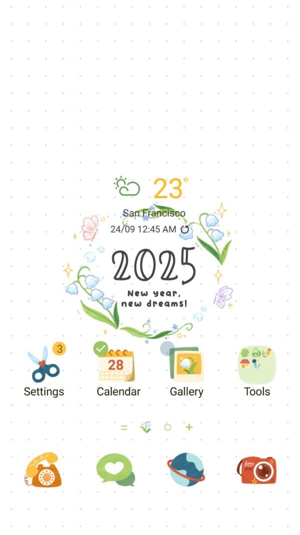 Samsung Themes: ❤️Mun❤️ New Year Dreams ~❤️ Premium Theme welcome 2025 with fresh dreams and floral elegance