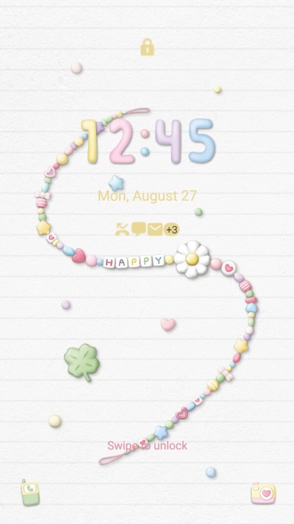 Samsung Themes: ❤️Mun❤️ Sweet Bracelet ~❤️ Premium Theme with colorful beads, stars, and clovers in a joyful design - Image 2
