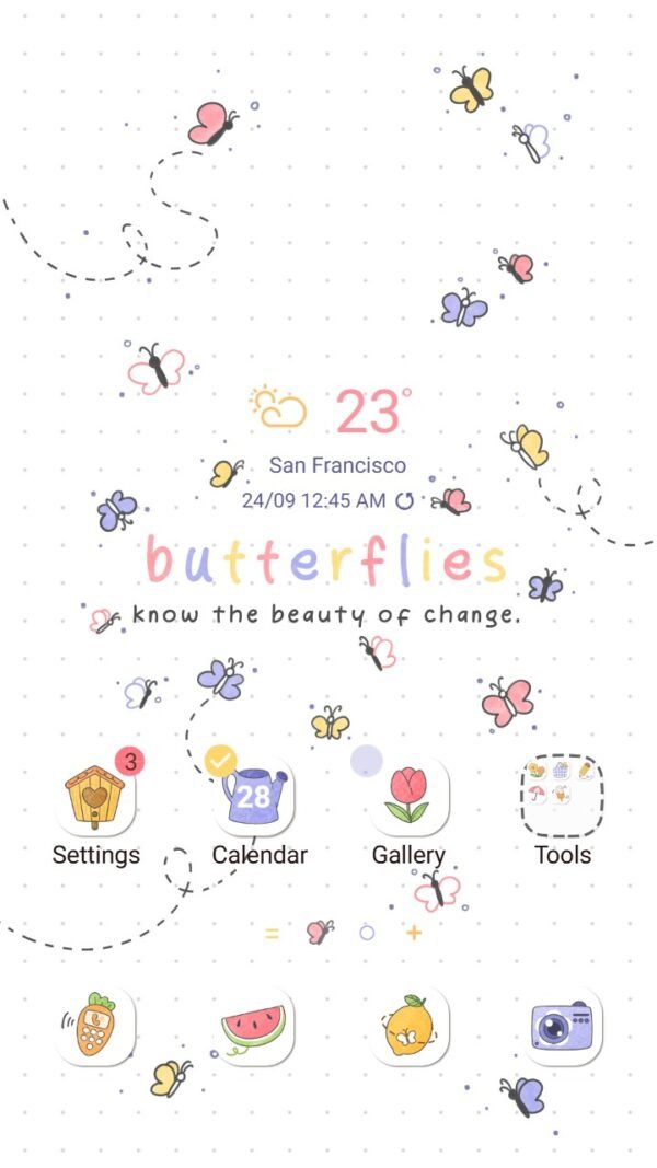 Samsung Themes: ❤️Mun❤️ Butterfly Bliss ~❤️ Premium Theme celebrate the beauty of change with pastel butterflies
