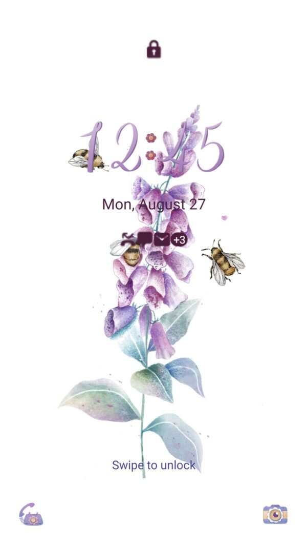 Samsung Themes: ❤️Mun❤️ Floral Nectar ~❤️ Premium Theme a delicate lavender flower with buzzing bees - Image 2