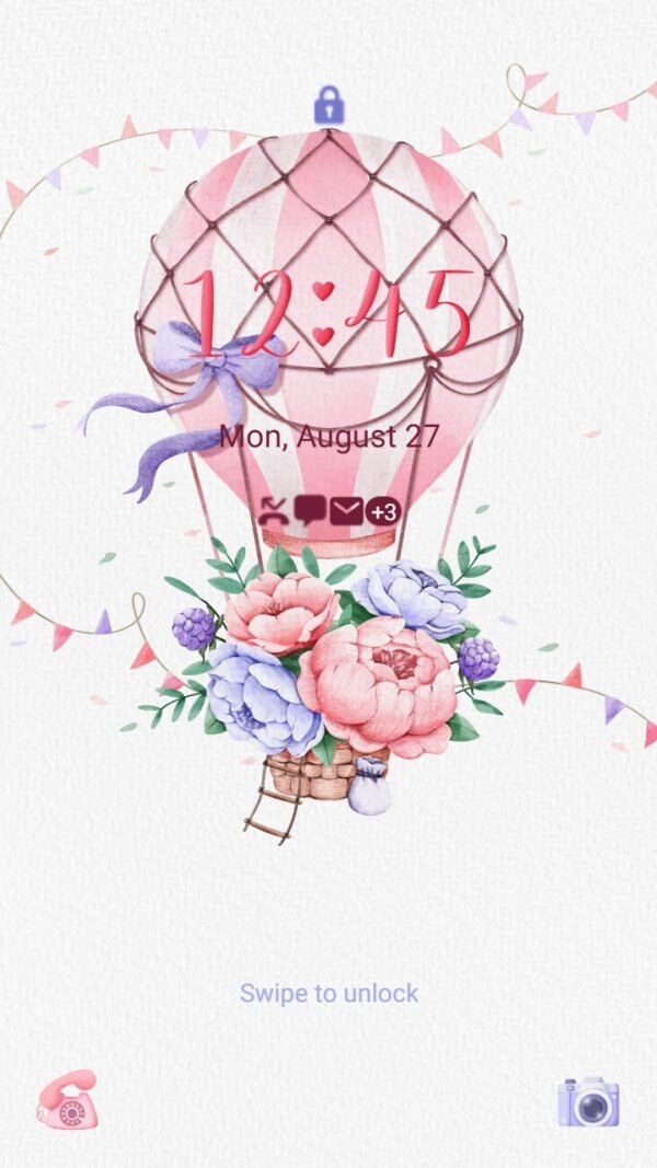 Samsung Themes: ❤️Mun❤️ Floral Hot Air Escape ~❤️ Premium Theme soar to dreamy heights with a floral-adorned hot air balloon - Image 2
