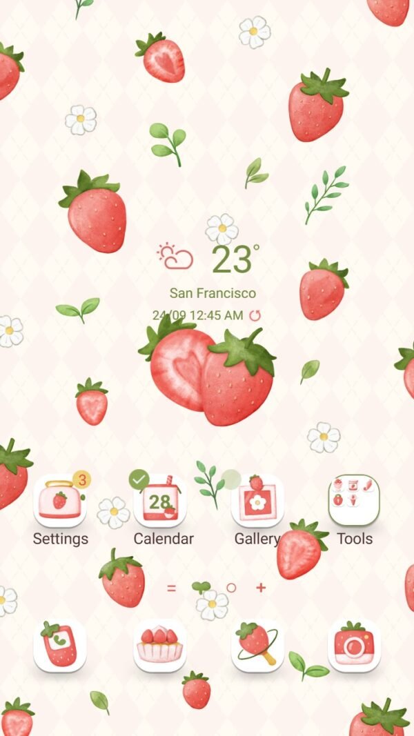 Samsung Themes: ❤️Mun❤️ Strawberry vibes ~❤️ Premium Theme a refreshing of strawberry and tropical fruits