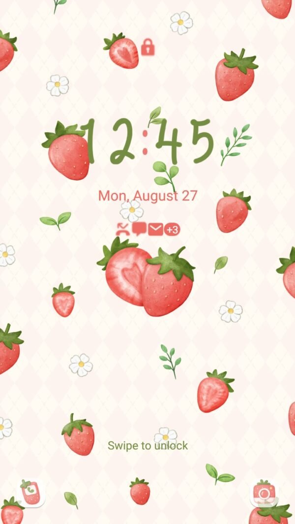 Samsung Themes: ❤️Mun❤️ Strawberry vibes ~❤️ Premium Theme a refreshing of strawberry and tropical fruits - Image 2