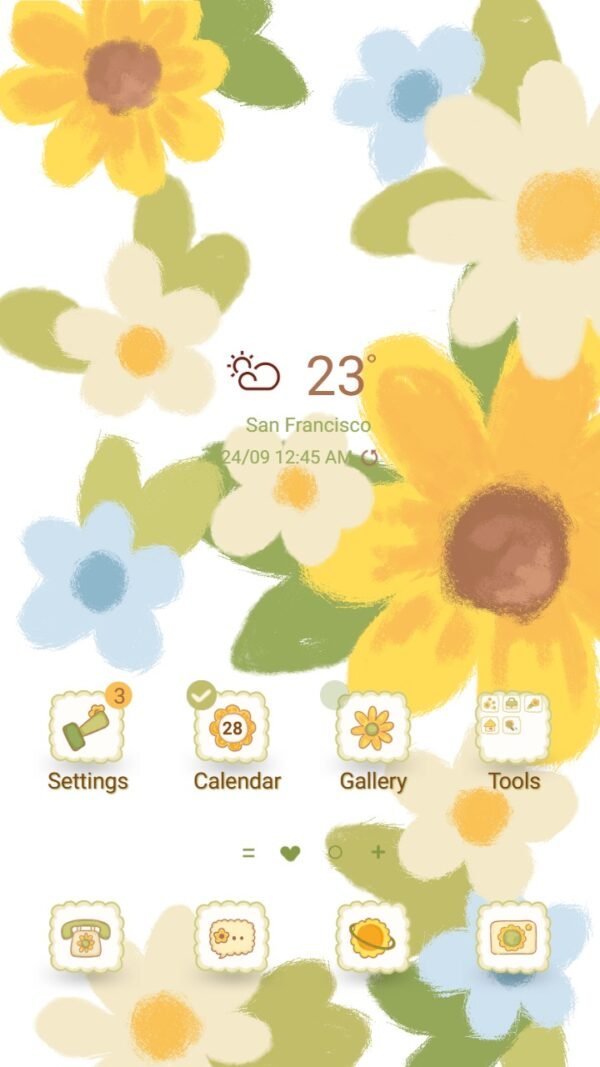 Samsung Themes: ❤️Mun❤️ Sunny Petals ~❤️ Premium Theme colorful flowers painted in watercolors