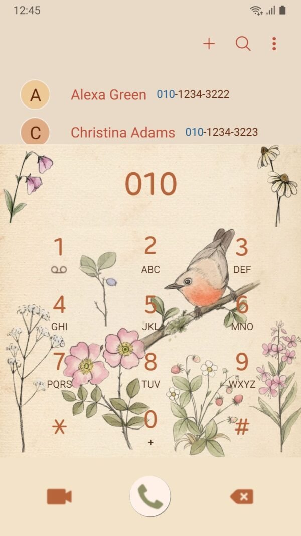 Samsung Themes: ❤️Mun❤️ Sketch Garden ~❤️ Premium Theme gentle sketch of flowers and a vibrant songbird - Image 3
