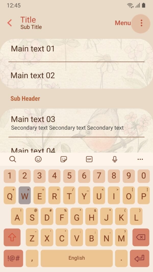 Samsung Themes: ❤️Mun❤️ Sketch Garden ~❤️ Premium Theme gentle sketch of flowers and a vibrant songbird - Image 6