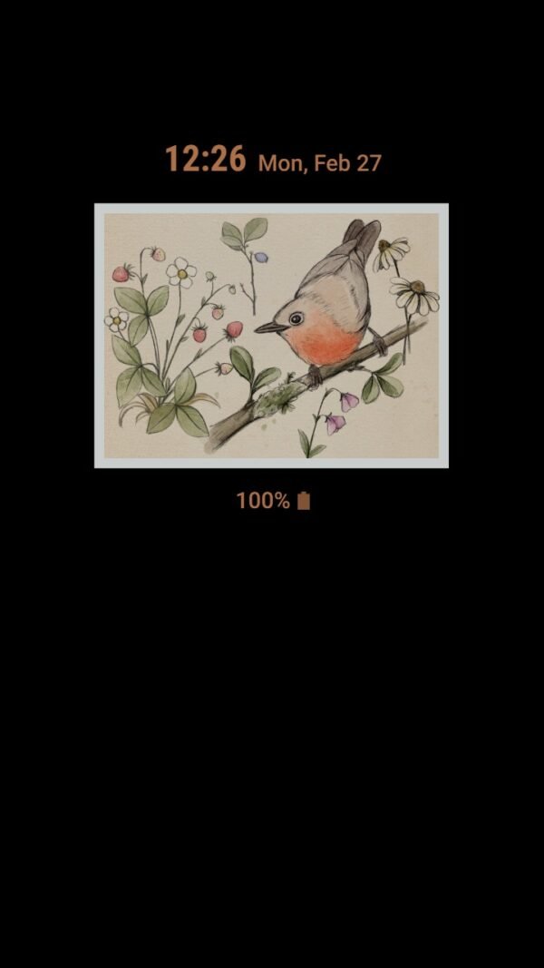 Samsung Themes: ❤️Mun❤️ Sketch Garden ~❤️ Premium Theme gentle sketch of flowers and a vibrant songbird - Image 7