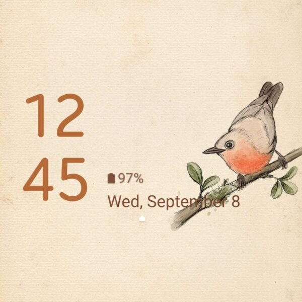 Samsung Themes: ❤️Mun❤️ Sketch Garden ~❤️ Premium Theme gentle sketch of flowers and a vibrant songbird - Image 8