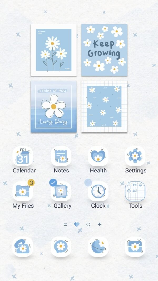 Samsung Themes: ❤️Mun❤️ Daisy Bliss ~❤️ Premium Theme soft blue daisies for a fresh look