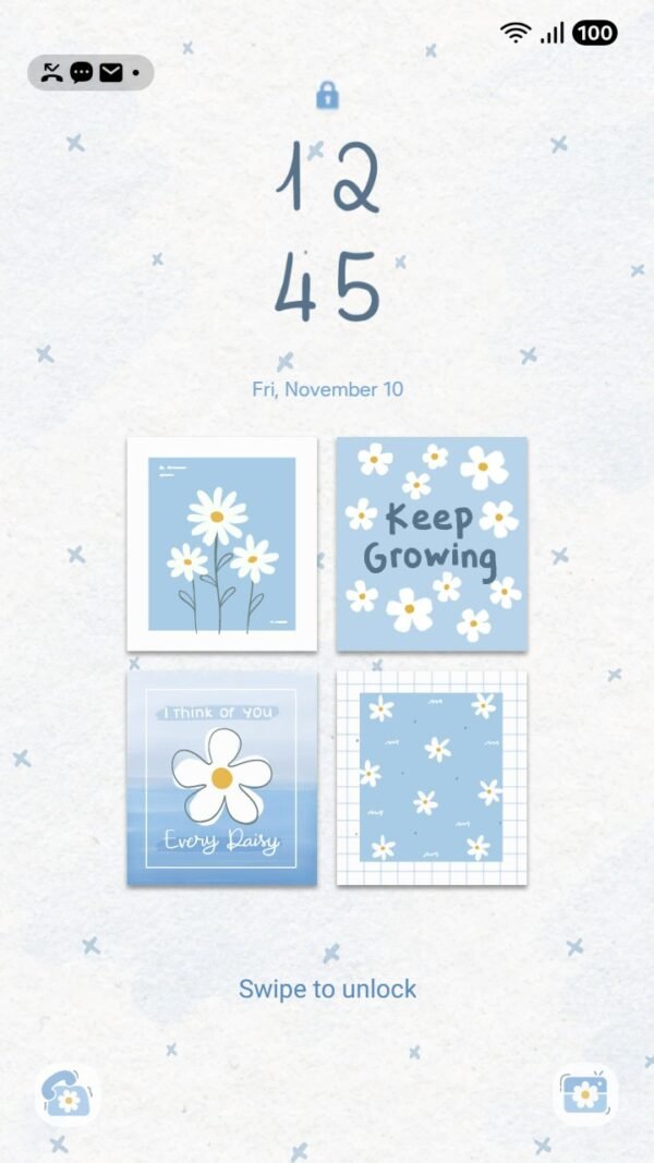 Samsung Themes: ❤️Mun❤️ Daisy Bliss ~❤️ Premium Theme soft blue daisies for a fresh look - Image 2