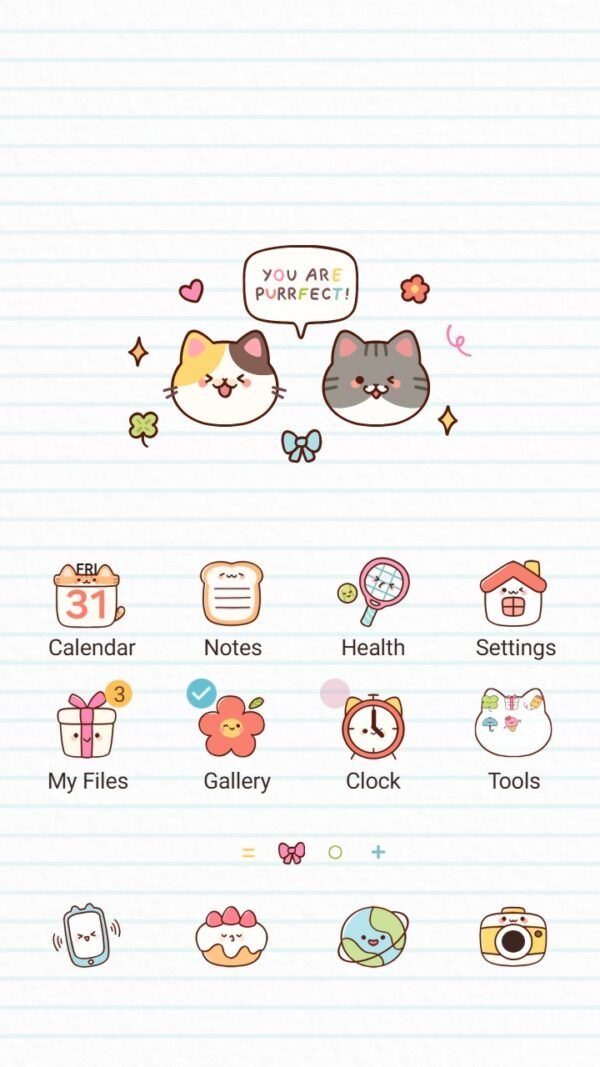 Samsung Themes: ❤️Mun❤️ Purry Cute ~❤️ Premium Theme adorable cats for a cozy vibe