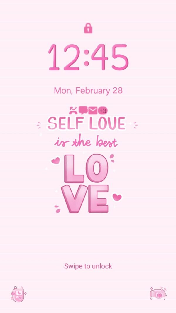Samsung Themes: ❤️Mun❤️ Love Yourself ~❤️ Premium Theme embrace positivity with a pink reminder - Image 2