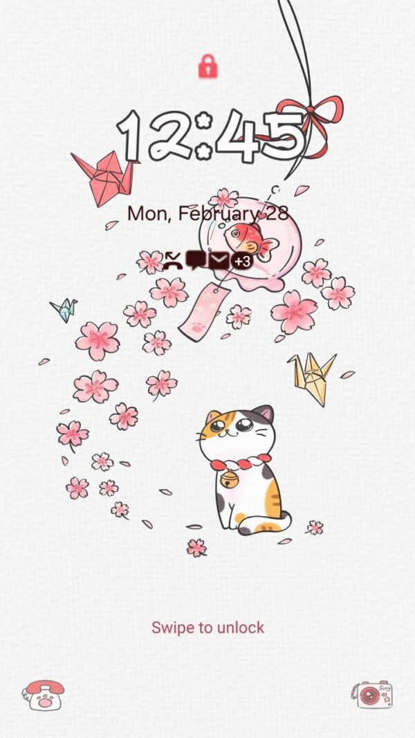 Samsung Themes: ❤️Mun❤️ Blossom Kitty ~❤️ Premium Theme a playful kitty amidst cherry blossoms - Image 2