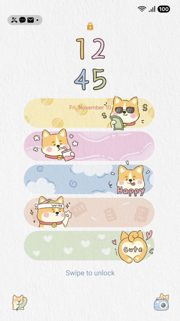 Samsung Themes: ❤️Mun❤️ Shiba Vibes ~❤️ Premium Theme playful Shiba Inu in pastel colors - Image 2