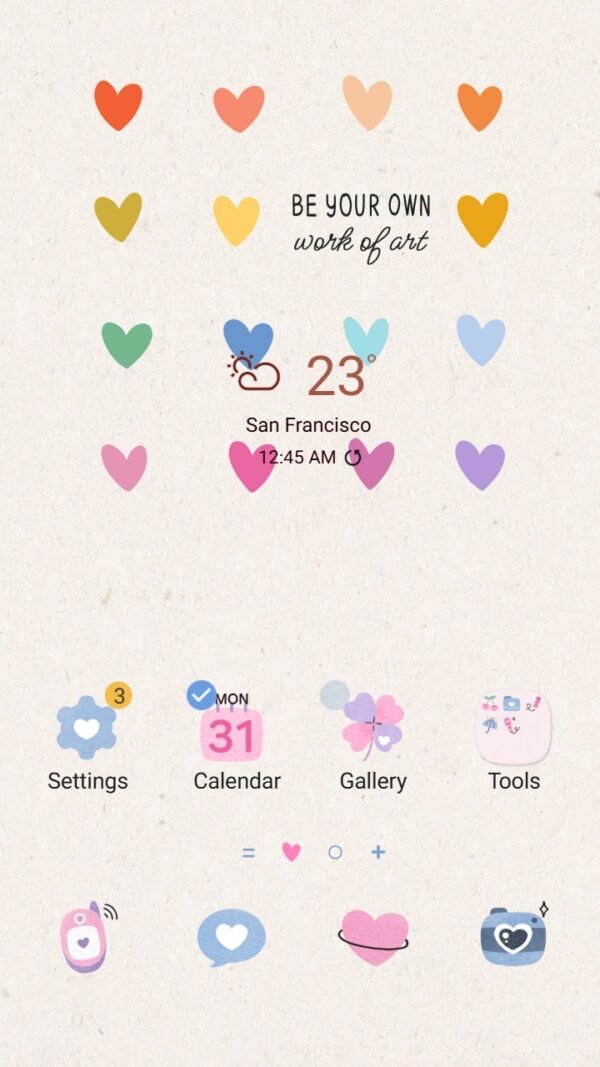Samsung Themes: ❤️Mun❤️ Heartful Art ~❤️ Premium Theme embrace art with colorful hearts