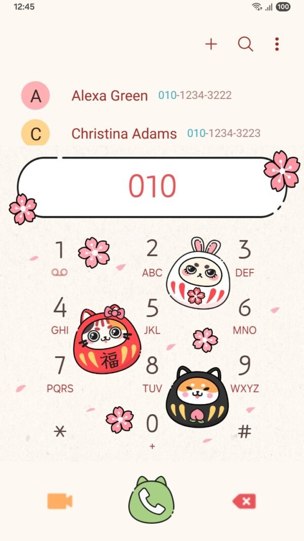 Samsung Themes: ❤️Mun❤️ Kawaii Daruma Doll ~❤️ Premium Theme with cute daruma doll and cherry blossoms screen shot 2