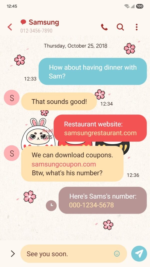Samsung Themes: ❤️Mun❤️ Kawaii Daruma Doll ~❤️ Premium Theme with cute daruma doll and cherry blossoms screen shot 3