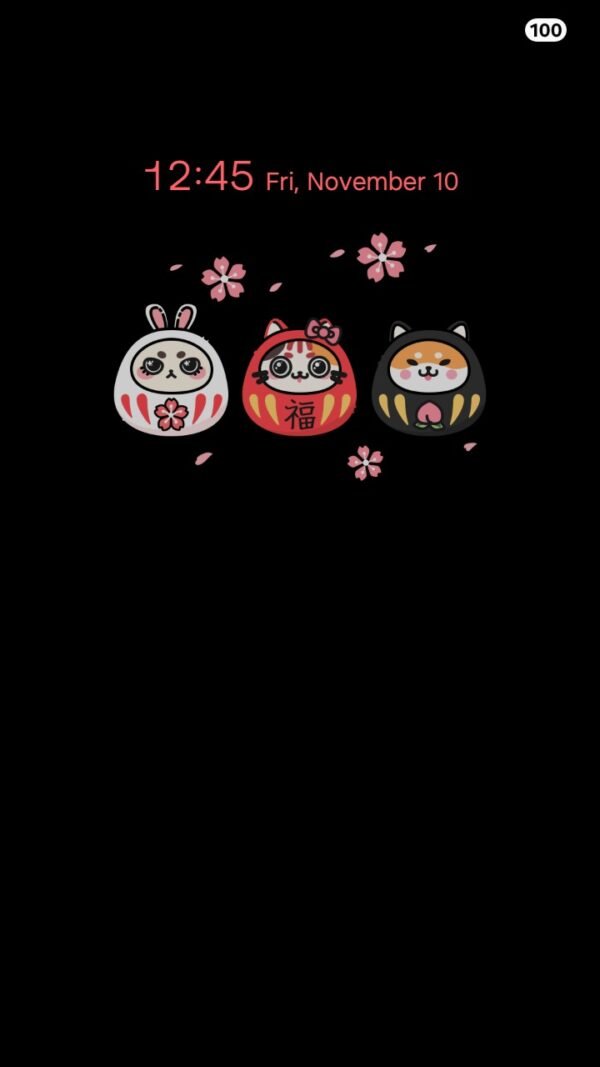 Samsung Themes: ❤️Mun❤️ Kawaii Daruma Doll ~❤️ Premium Theme with cute daruma doll and cherry blossoms screen shot 6